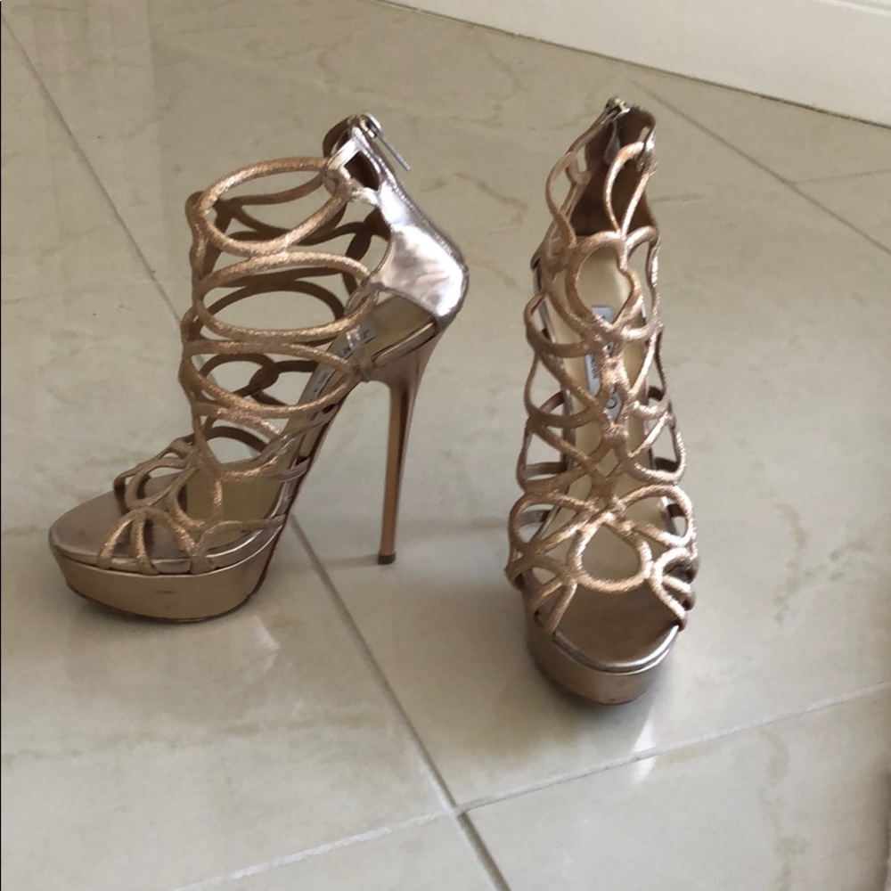 Jimmy choo gold platform sandal gently worn